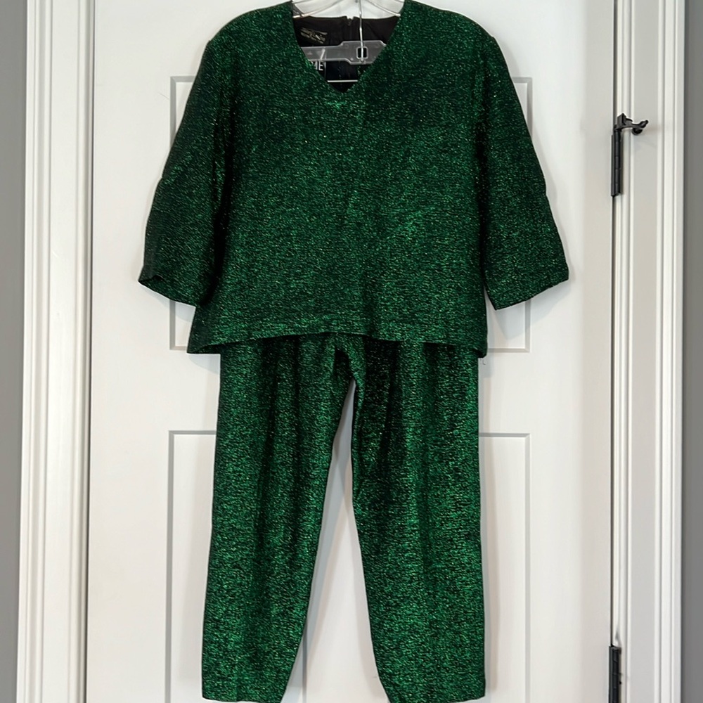 Vintage Henry Levine green Lemay side zip pants & top